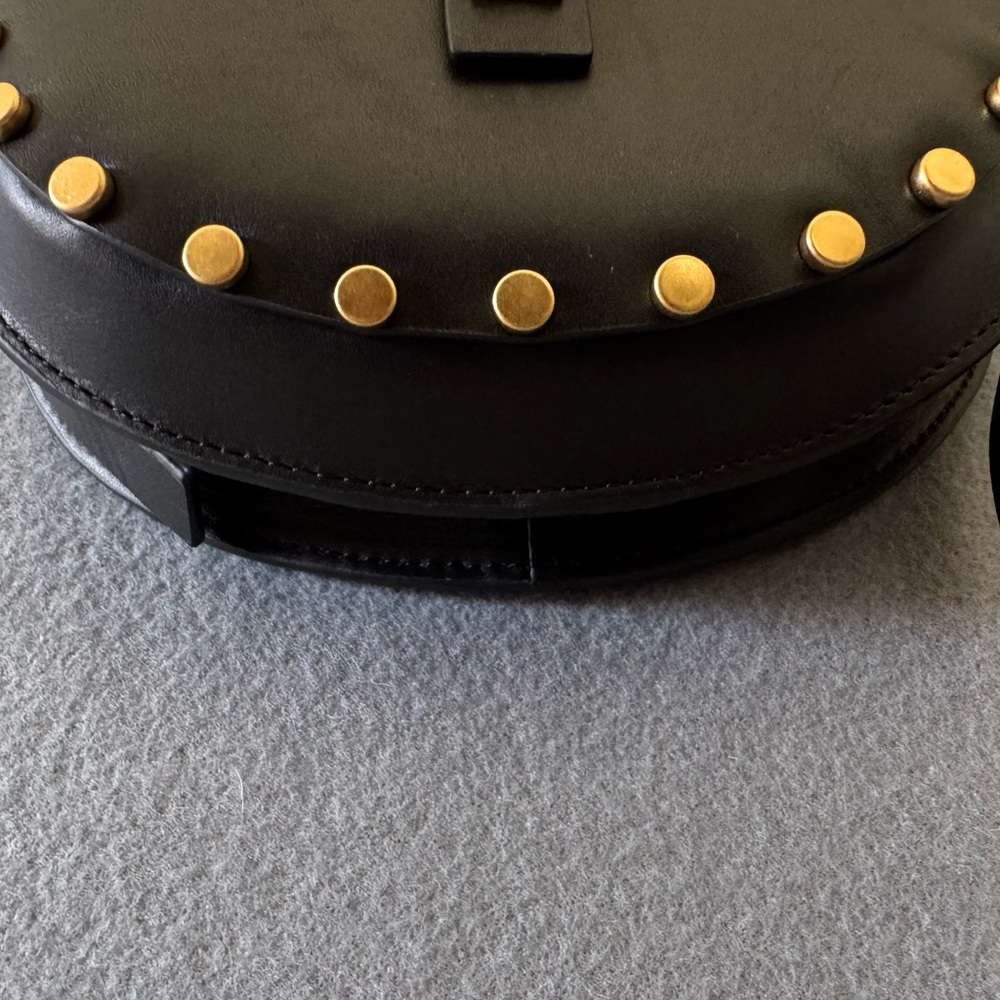 AllSaints Miro Mini Saddle Bag Black Studded Leather NWT + Dust Bag - Picture 13 of 15